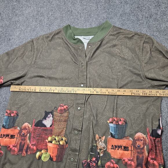Vintage Blair 2X Snap Front Sweater Jacket Cats Dogs Apples Grandmacore Farmcore - Picture 5 of 7